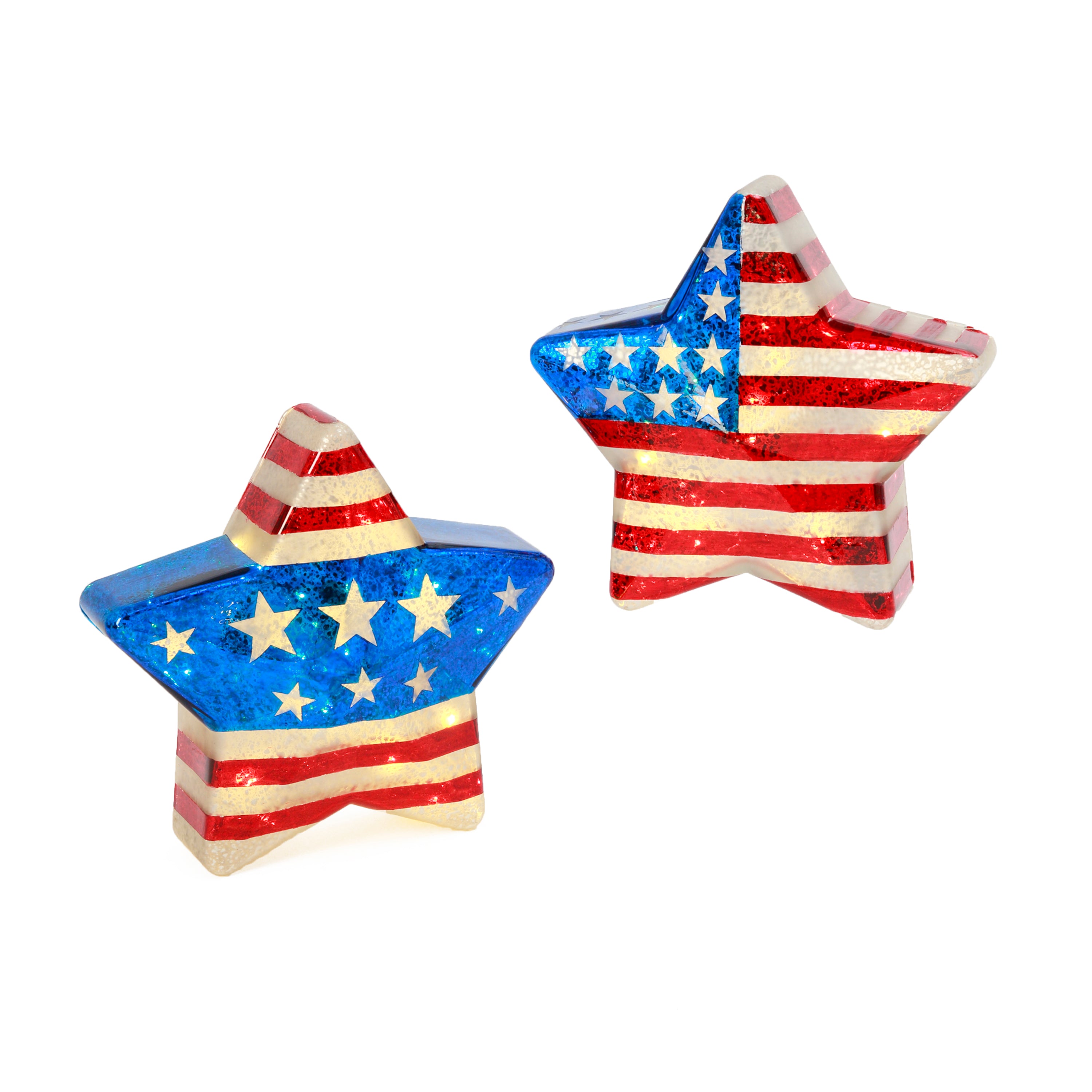 10.6 Illuminating Glass Americana Star, set of 2
